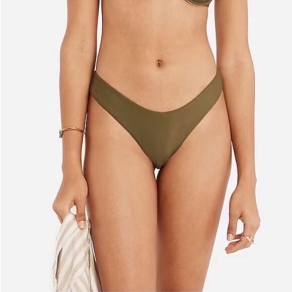 J. Crew Curved Waist Cheeky Bikini Bottom Green Size Medium NWT - Picture 2 of 11